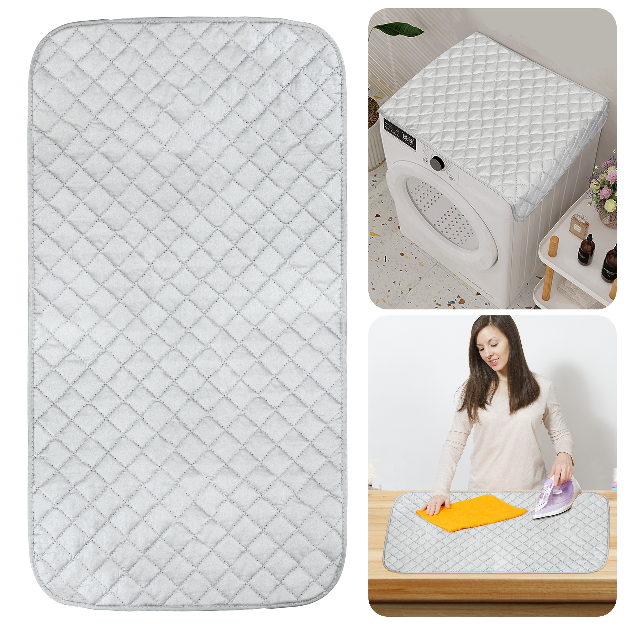 EEEkit 32x18 inch Magnetic Ironing Blanket Mat, Heat Resistant Quilted Laundry Pad, Alternative for Iron Board, Size: 33.5*19in (Large*W), Silver